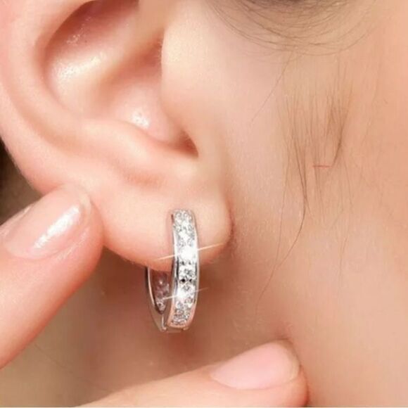 The Mini Sparkle Hoop earrings in 925 and cubic zirconia - Picture 1 of 4